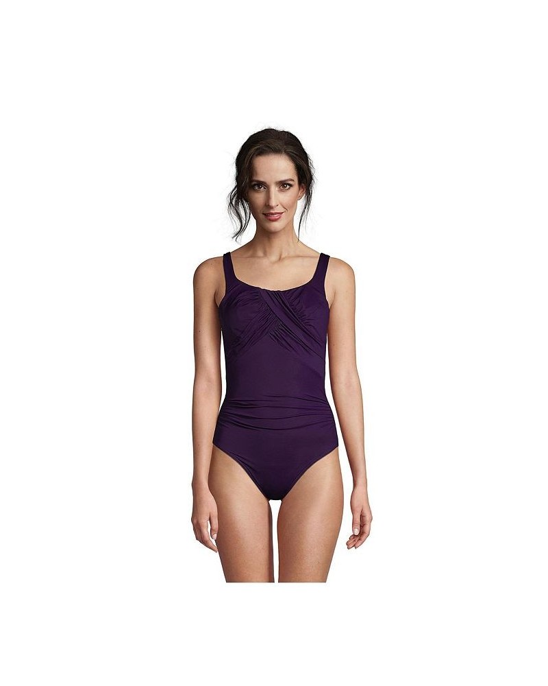 Women's Long SlenderSuit Carmela Tummy Control Scoop Neck One Piece Swimsuit Purple $66.63 Swimsuits