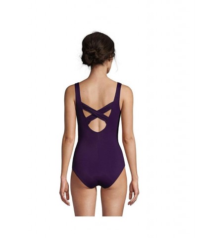 Women's Long SlenderSuit Carmela Tummy Control Scoop Neck One Piece Swimsuit Purple $66.63 Swimsuits