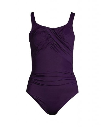 Women's Long SlenderSuit Carmela Tummy Control Scoop Neck One Piece Swimsuit Purple $66.63 Swimsuits