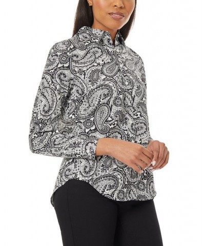 Women's Easy Care Button Up Long Sleeve Blouse Jones Black, Jones White $21.49 Tops