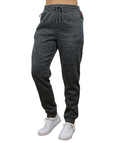 Women's Loose Fit Marled Fleece Joggers with Zipper Side Pockets Gray $16.80 Pants