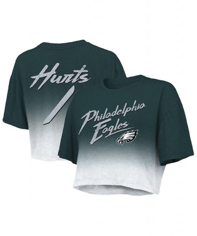 Women's Philadelphia Eagles Drip-Dye Player Name and Number Tri-Blend Crop T-shirt Green, White $28.60 Tops