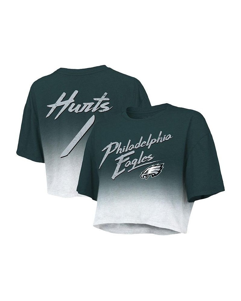 Women's Philadelphia Eagles Drip-Dye Player Name and Number Tri-Blend Crop T-shirt Green, White $28.60 Tops