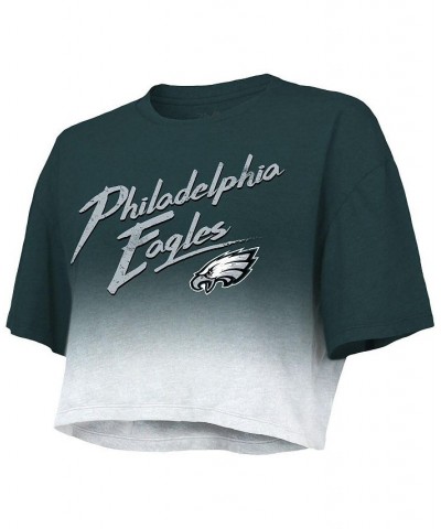 Women's Philadelphia Eagles Drip-Dye Player Name and Number Tri-Blend Crop T-shirt Green, White $28.60 Tops