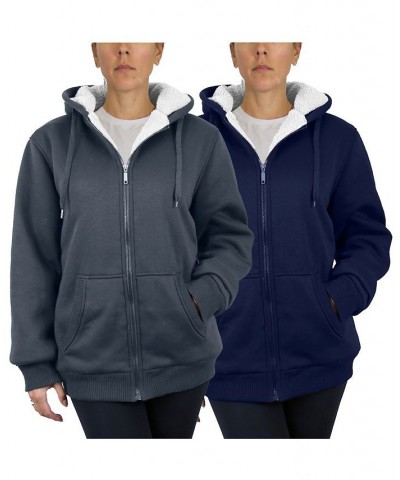 Women's Loose Fit Sherpa Lined Fleece Zip-Up Hoodie Sweatshirt Pack of 2 Charcoal, Navy $36.66 Sweatshirts