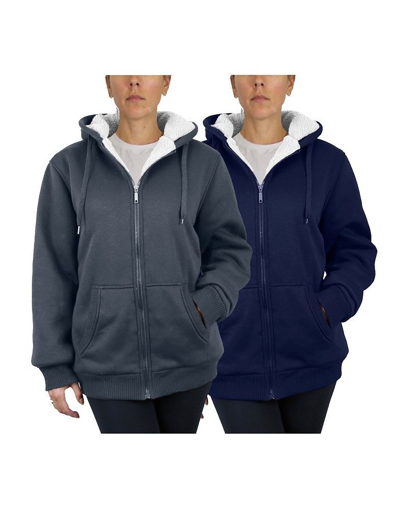 Women's Loose Fit Sherpa Lined Fleece Zip-Up Hoodie Sweatshirt Pack of 2 Charcoal, Navy $36.66 Sweatshirts