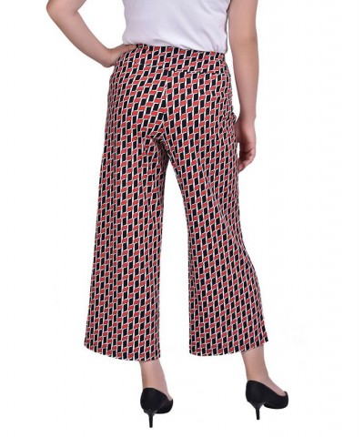 Women's Cropped Pull On with Faux Belt Pants Black, White Stripe $14.88 Pants