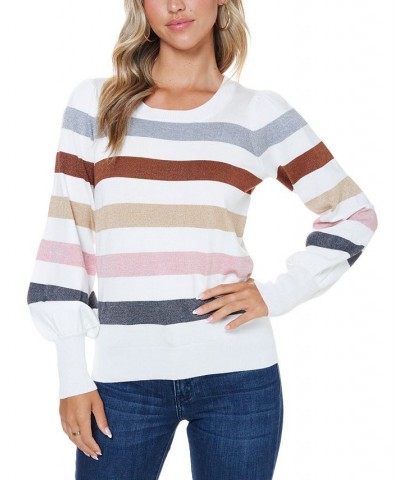 Women's Lurex Stripe Sweater Ivory $38.22 Sweaters