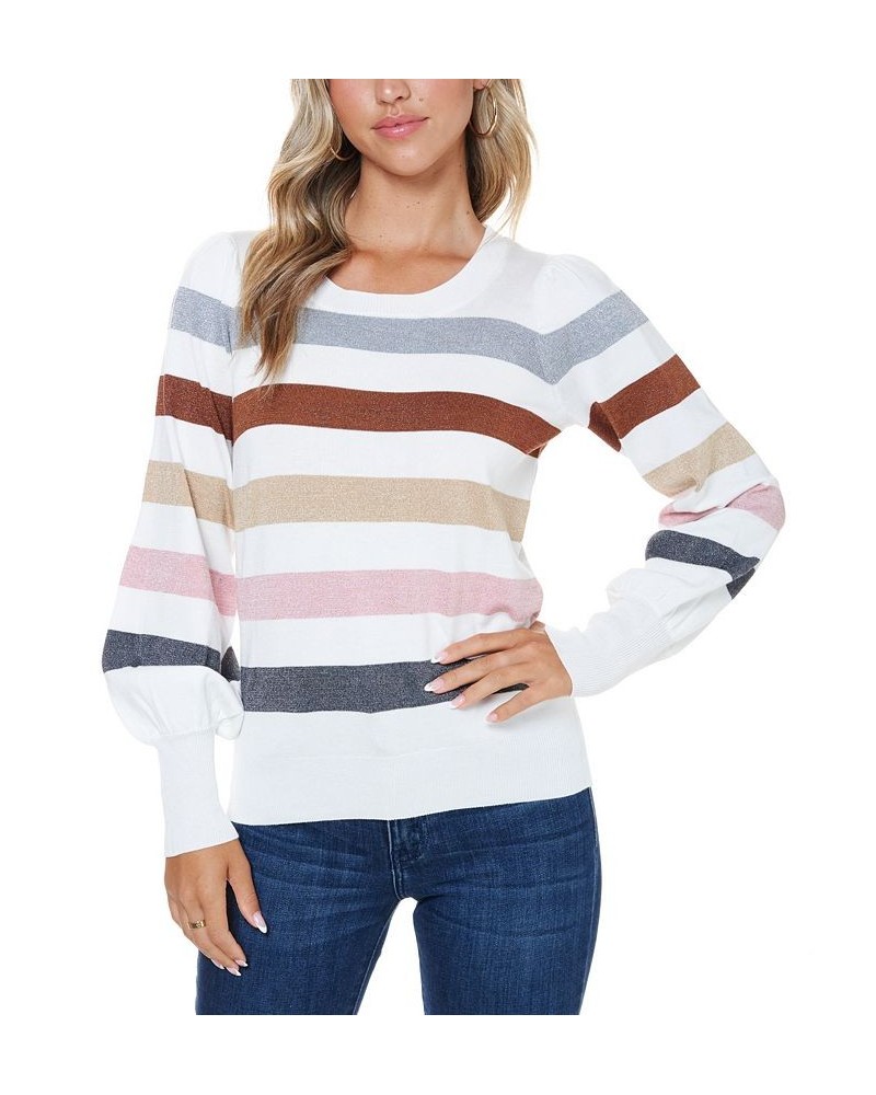 Women's Lurex Stripe Sweater Ivory $38.22 Sweaters