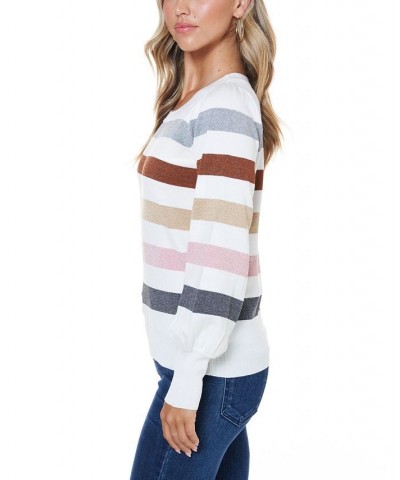 Women's Lurex Stripe Sweater Ivory $38.22 Sweaters