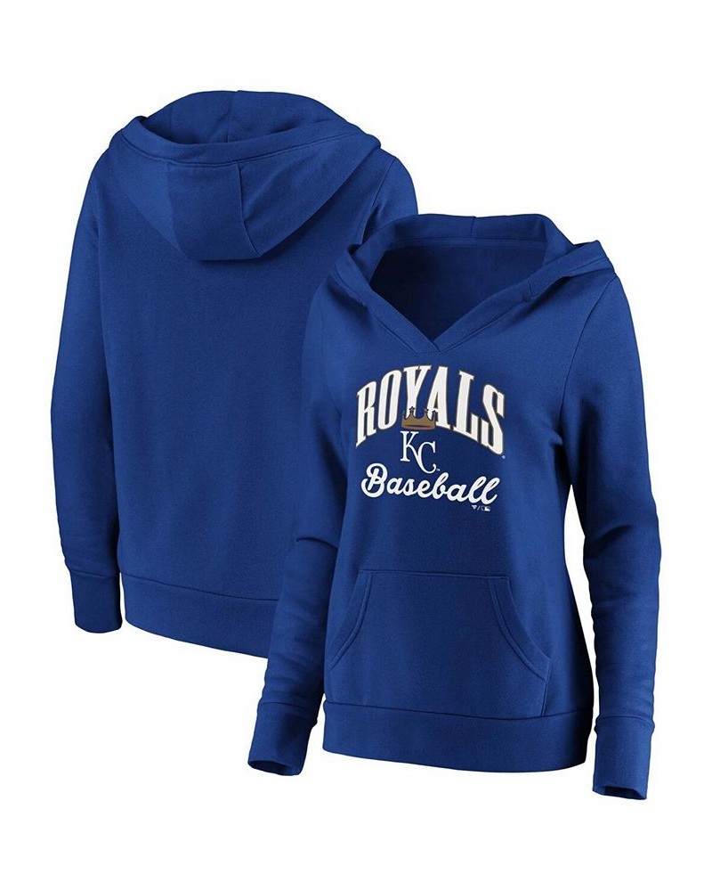 Plus Size Royal Kansas City Royals Victory Script Crossover Neck Pullover Hoodie Royal $35.20 Sweatshirts