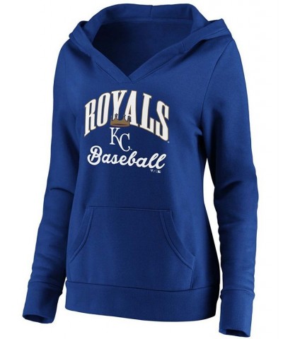 Plus Size Royal Kansas City Royals Victory Script Crossover Neck Pullover Hoodie Royal $35.20 Sweatshirts