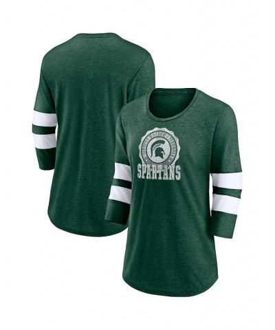 Women's Branded Heathered Green Michigan State Spartans Drive Forward Tri-Blend 3/4-Sleeve T-shirt Heathered Green $20.70 Tops