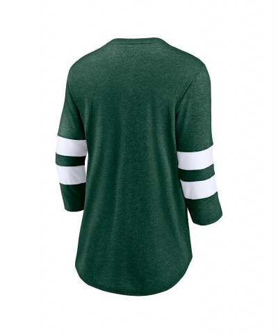 Women's Branded Heathered Green Michigan State Spartans Drive Forward Tri-Blend 3/4-Sleeve T-shirt Heathered Green $20.70 Tops