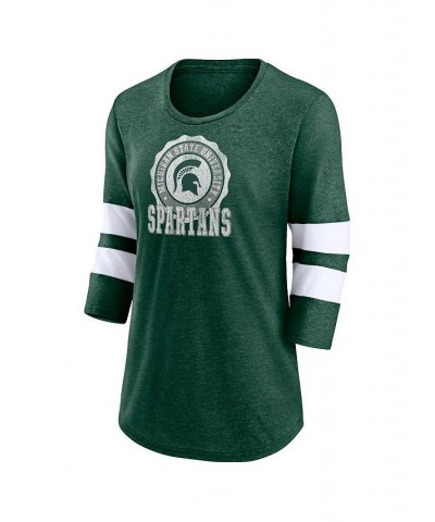 Women's Branded Heathered Green Michigan State Spartans Drive Forward Tri-Blend 3/4-Sleeve T-shirt Heathered Green $20.70 Tops