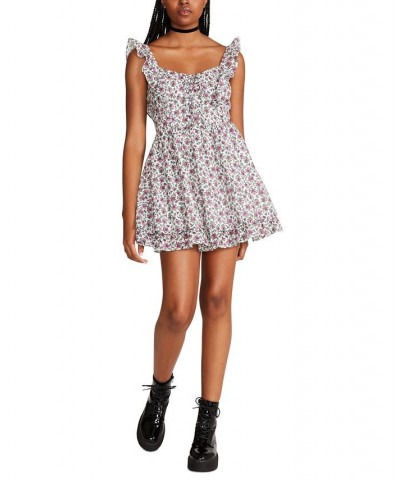 Women's Layla Floral-Print Mini Dress Sonic White $51.60 Dresses