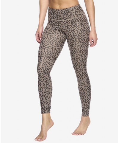 Women's Soft Sueded Mid-Rise Leggings Raven Leopard $22.88 Pants