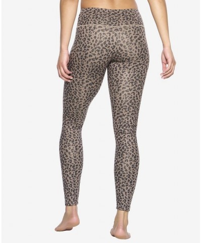 Women's Soft Sueded Mid-Rise Leggings Raven Leopard $22.88 Pants