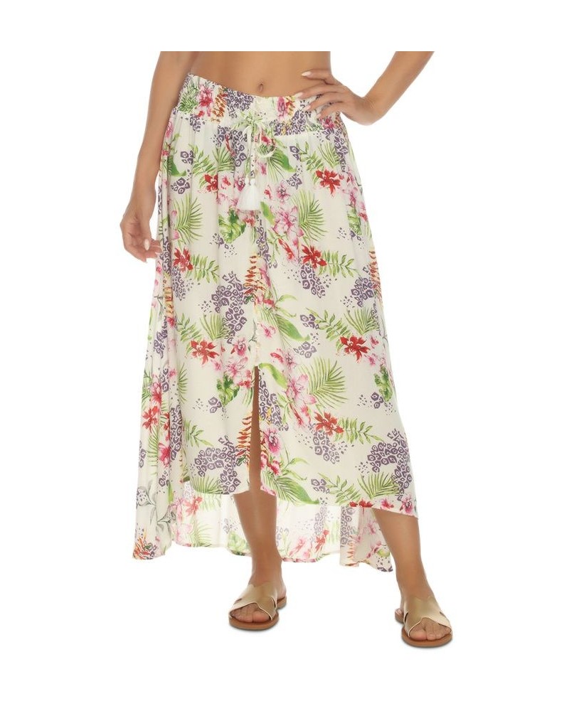 Women's Printed Front-Button Skirt Cover-Up White $26.24 Swimsuits