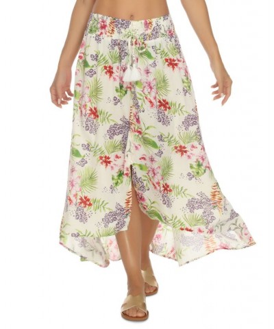 Women's Printed Front-Button Skirt Cover-Up White $26.24 Swimsuits