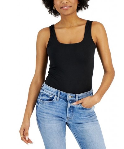 Juniors' Sleeveless Square-Neck Bodysuit Black $8.80 Tops