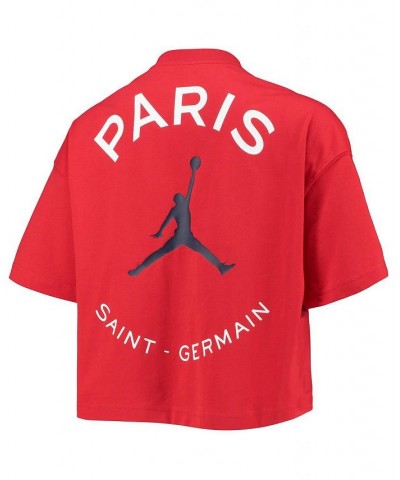 Women's Brand Red Paris Saint-Germain Logo Cropped T-Shirt Red $27.49 Tops