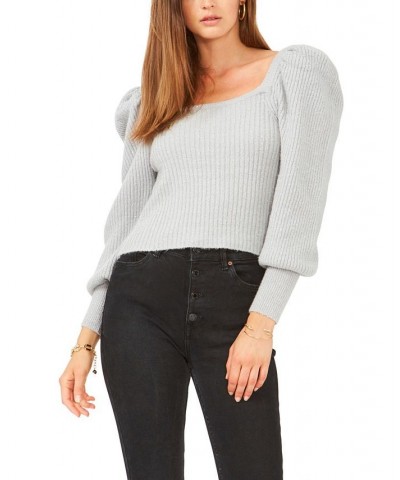 Long Sleeve Square Neck Sparkle Sweater Gray $36.09 Sweaters