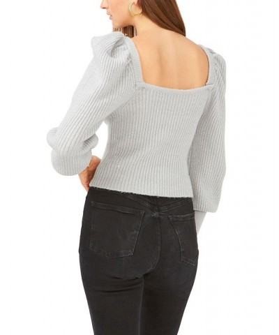 Long Sleeve Square Neck Sparkle Sweater Gray $36.09 Sweaters