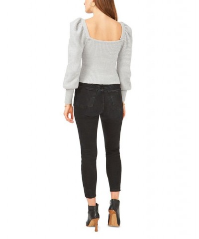 Long Sleeve Square Neck Sparkle Sweater Gray $36.09 Sweaters