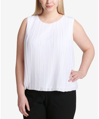 Plus Size Pleated Bubble Top White $36.96 Tops