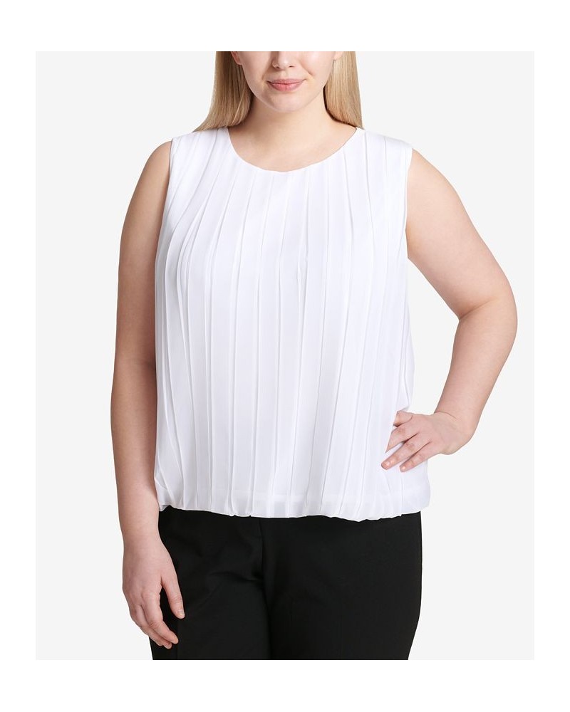 Plus Size Pleated Bubble Top White $36.96 Tops