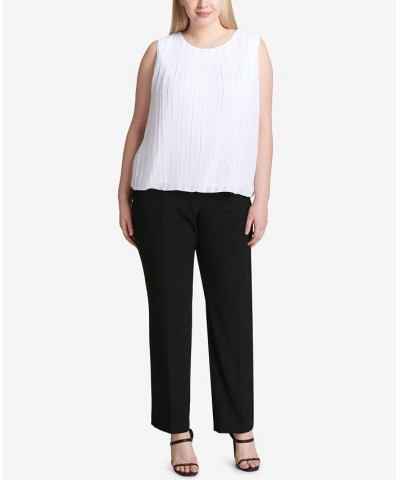 Plus Size Pleated Bubble Top White $36.96 Tops