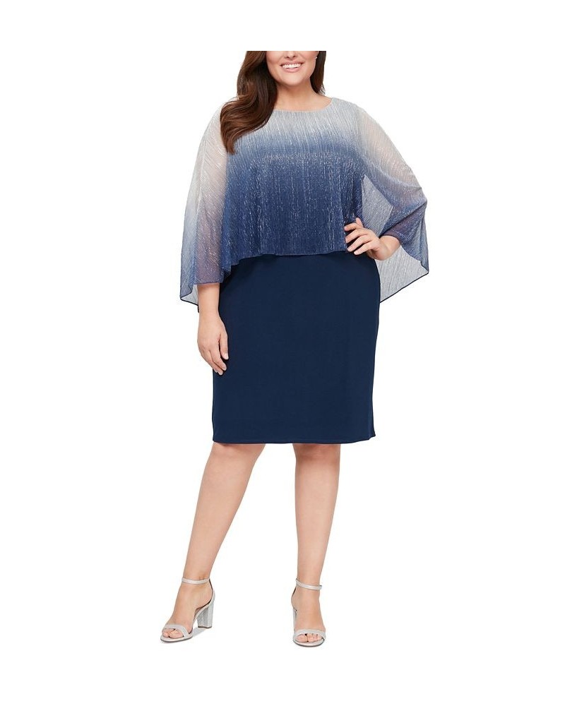 Plus Size Ombré-Overlay Sheath Dress Navy $55.47 Dresses