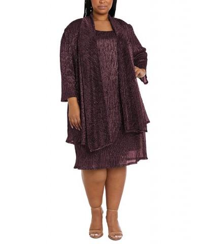 R&M Richards Plus Size Sleeveless Metallic Dress and Jacket Purple $64.50 Dresses