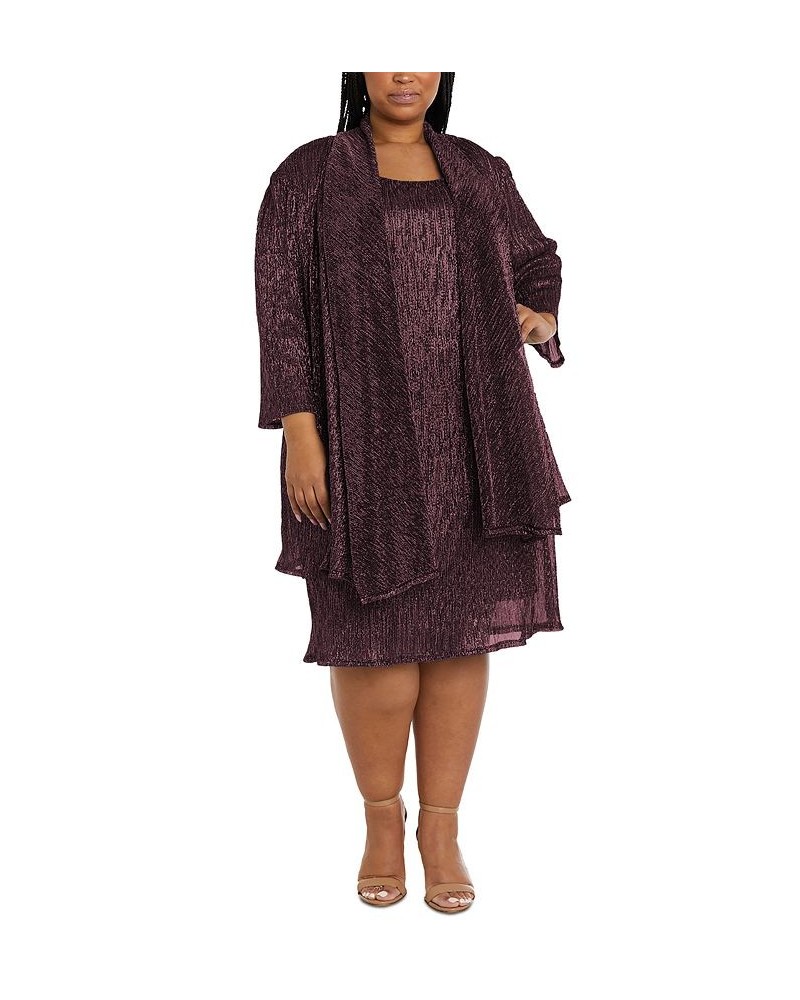 R&M Richards Plus Size Sleeveless Metallic Dress and Jacket Purple $64.50 Dresses