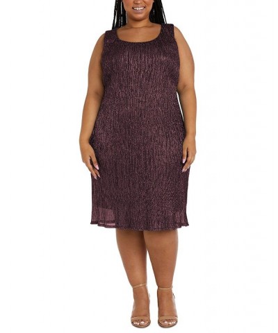 R&M Richards Plus Size Sleeveless Metallic Dress and Jacket Purple $64.50 Dresses