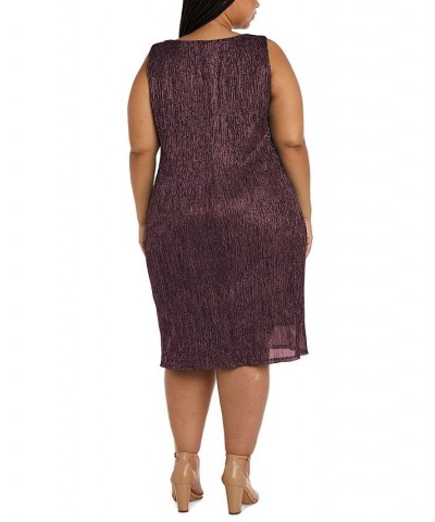 R&M Richards Plus Size Sleeveless Metallic Dress and Jacket Purple $64.50 Dresses