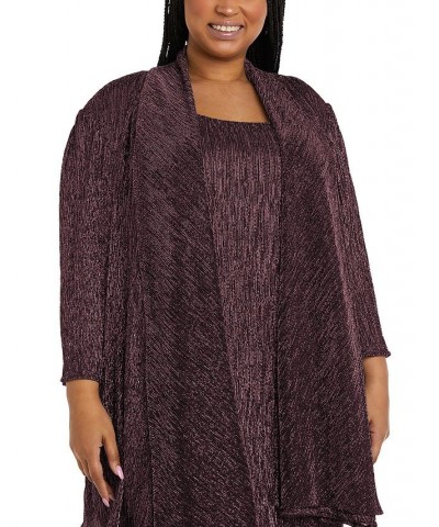 R&M Richards Plus Size Sleeveless Metallic Dress and Jacket Purple $64.50 Dresses