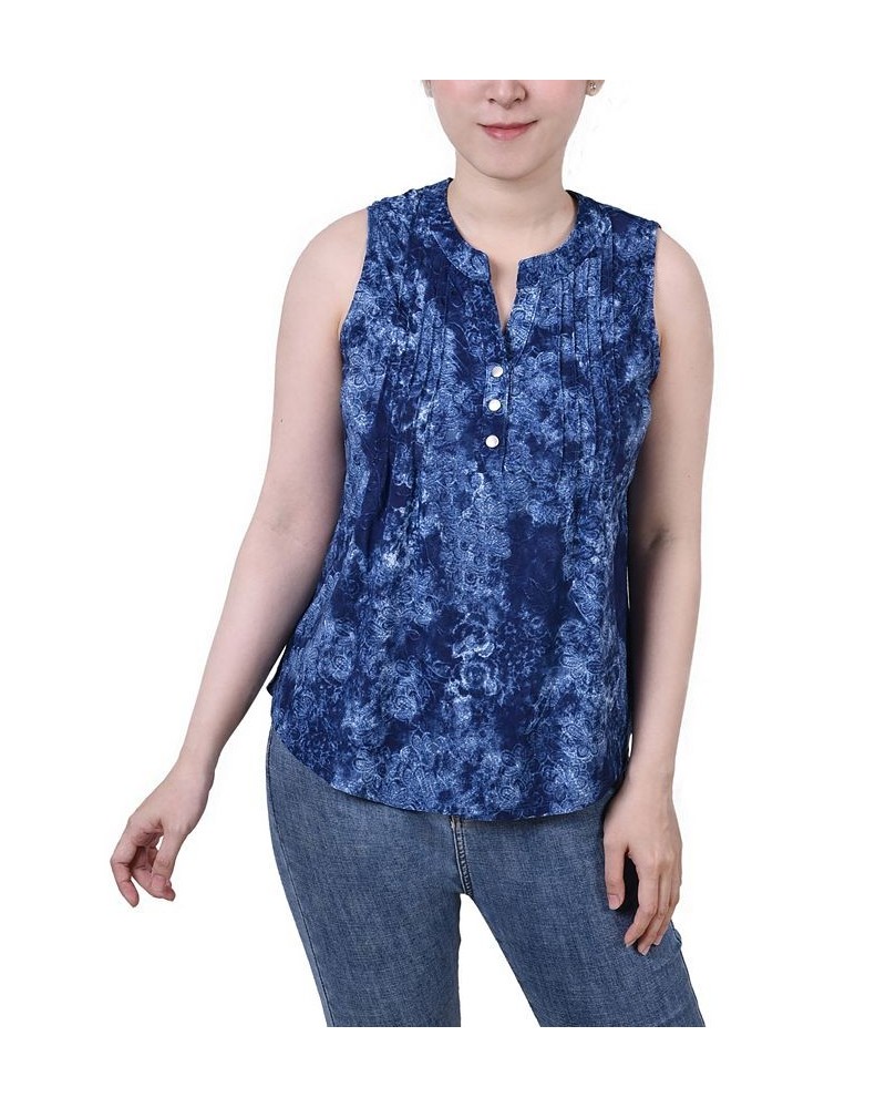 Petite Sleeveless Jacquard Y-neck Top Royal Dustydusk $13.33 Tops