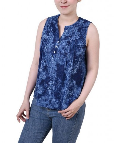 Petite Sleeveless Jacquard Y-neck Top Royal Dustydusk $13.33 Tops