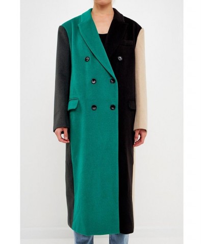 Women's Colorblock Double-Breasted Coat Green multi $121.50 Coats