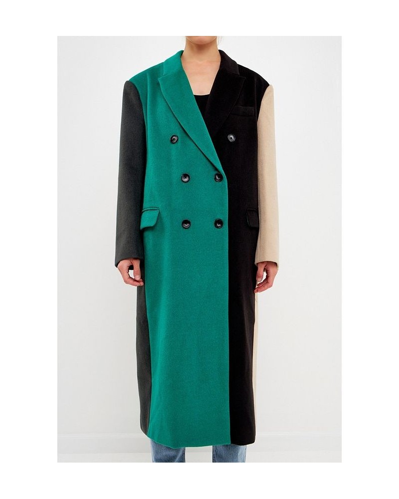 Women's Colorblock Double-Breasted Coat Green multi $121.50 Coats