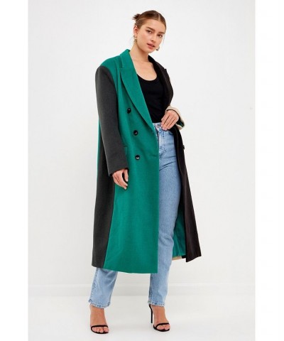 Women's Colorblock Double-Breasted Coat Green multi $121.50 Coats