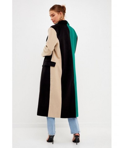 Women's Colorblock Double-Breasted Coat Green multi $121.50 Coats