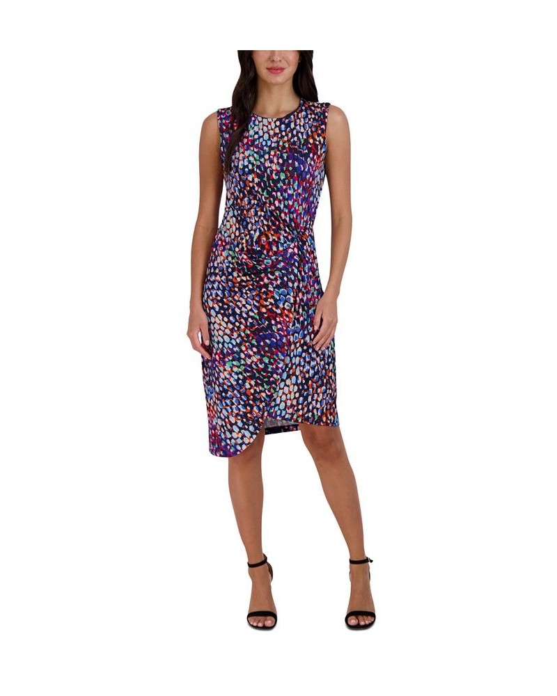 Women's Twisted Asymmetrical-Hem Printed Dress Navy Multi $54.74 Dresses