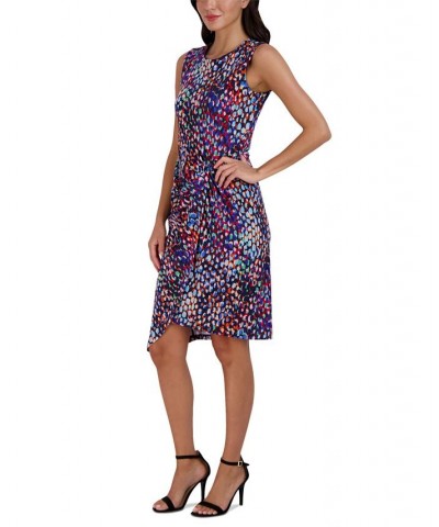 Women's Twisted Asymmetrical-Hem Printed Dress Navy Multi $54.74 Dresses