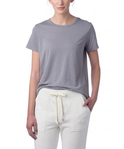 Women's Modal Tri-Blend Crew T-shirt Gray $25.37 Tops