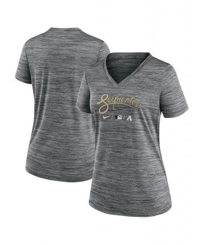 Women's Anthracite Arizona Diamondbacks 2021 MLB City Connect Velocity Space-Dye Performance V-Neck T-shirt Anthracite $20.87...