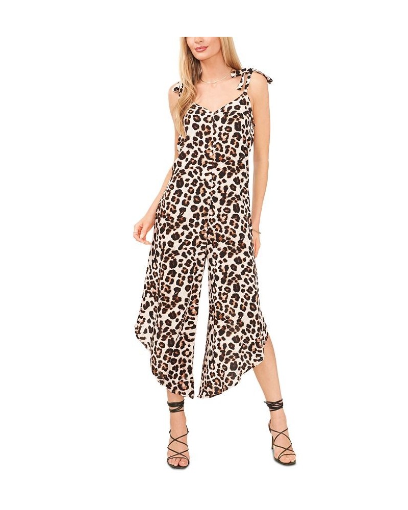 Women's Animal-Print Sleeveless Cropped Jumpsuit New Ivory $31.60 Pants