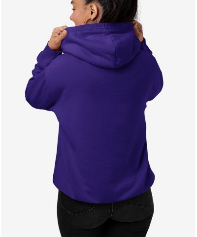 Women's Hooded Word Art Heart Notes Sweatshirt Top Purple $25.20 Sweatshirts